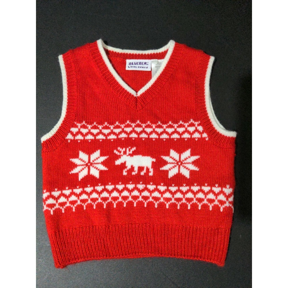 Blueberi Boulevard Baby Boys Red Knit Christmas Vest Size 12 Months